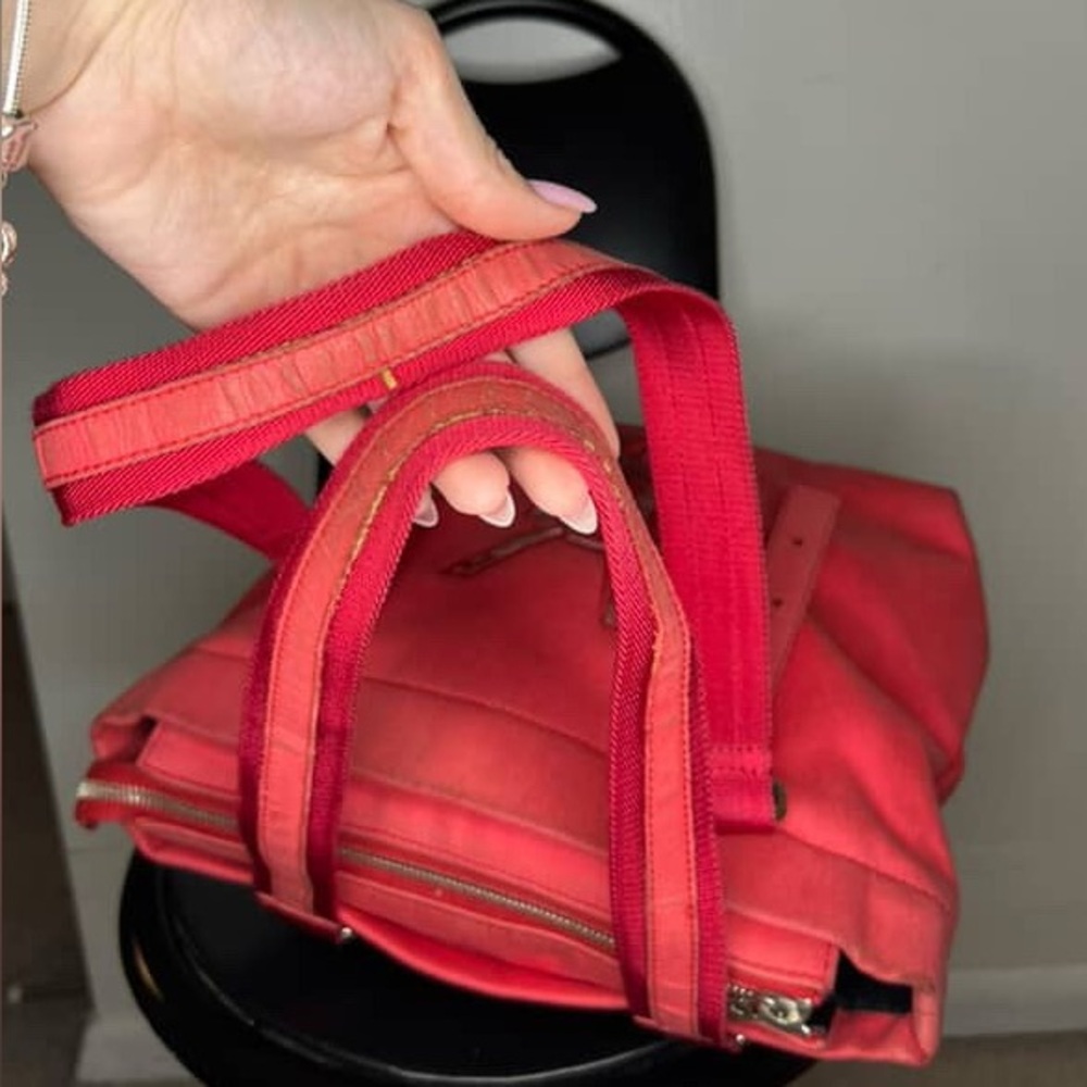 YSL Red Canvas Tote Bag with Leather Logo – Preloved with Tags - Picture 5 of 6